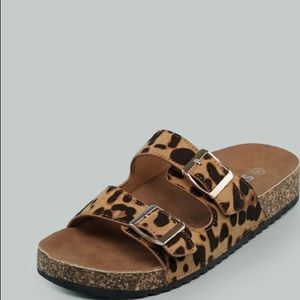 Leopard print Birkenstock style sandals